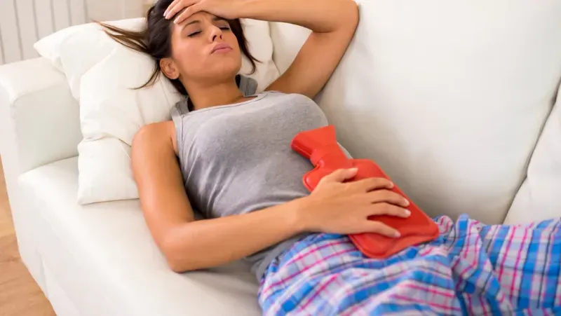 Woman relaxing on couch